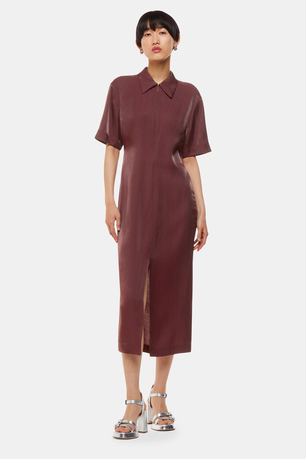 Aubergine Delila Metallic Midi Dress